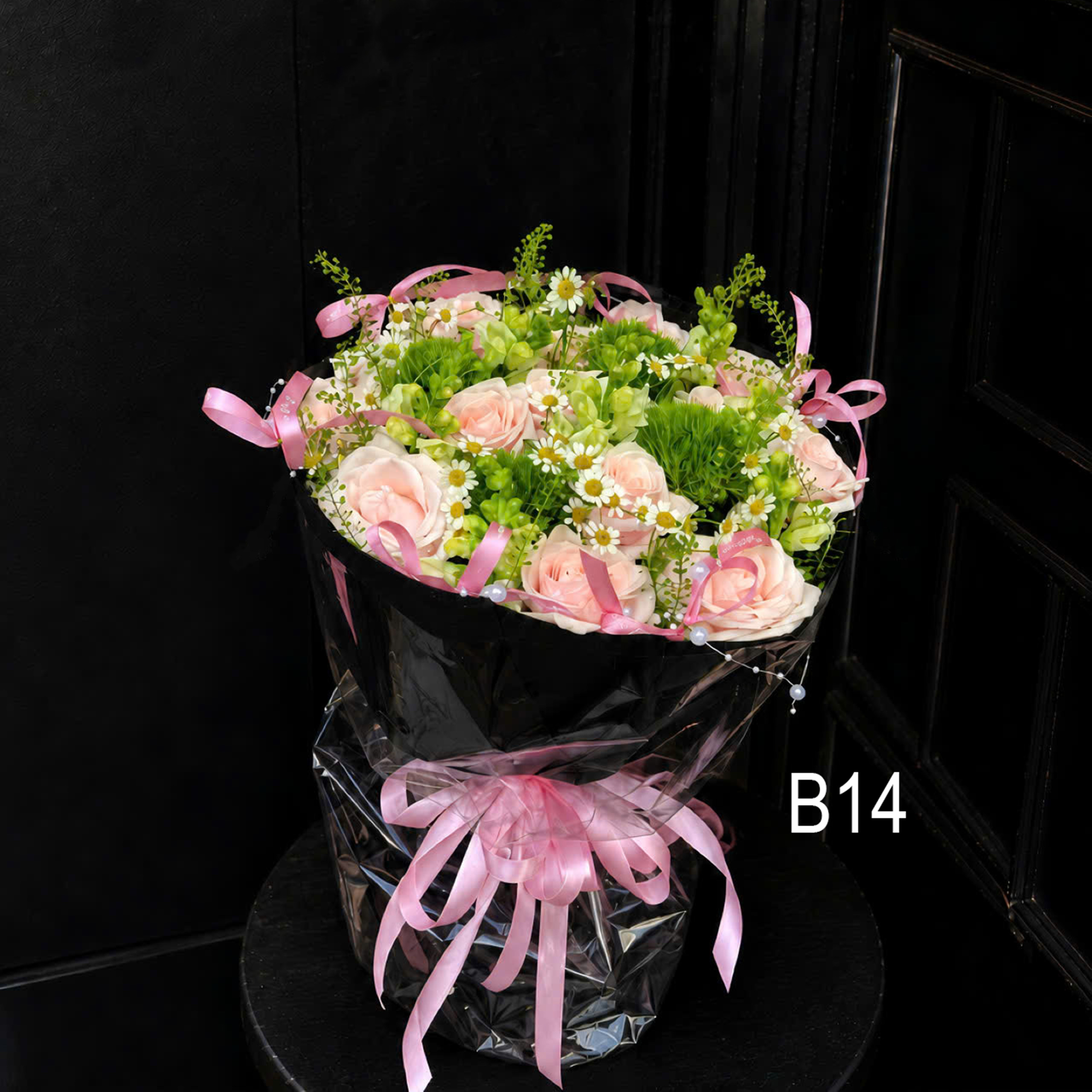 Bó Hoa Hồng Phấn Vườn Xanh