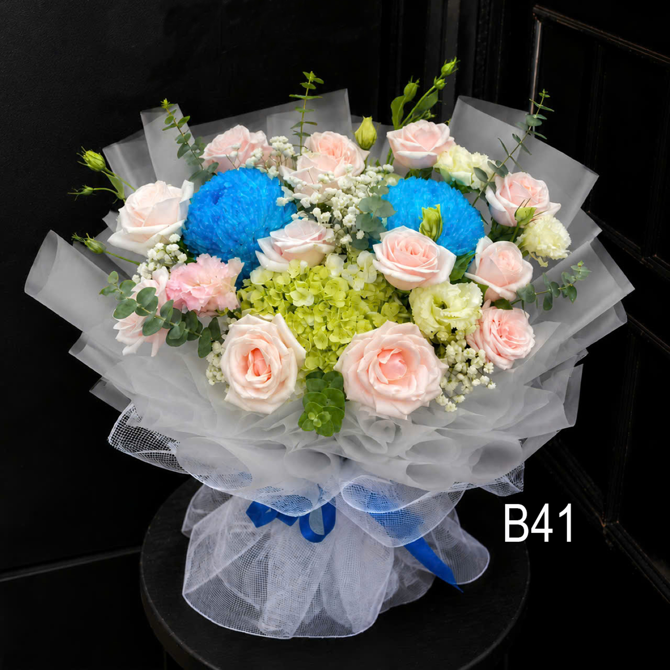 Bó Hoa Xanh Hồng Dịu Mát
