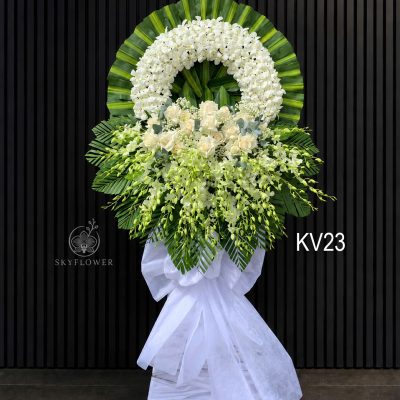 Kệ hoa viếng lan trắng KV23 – lời tiễn biệt trang trọng
