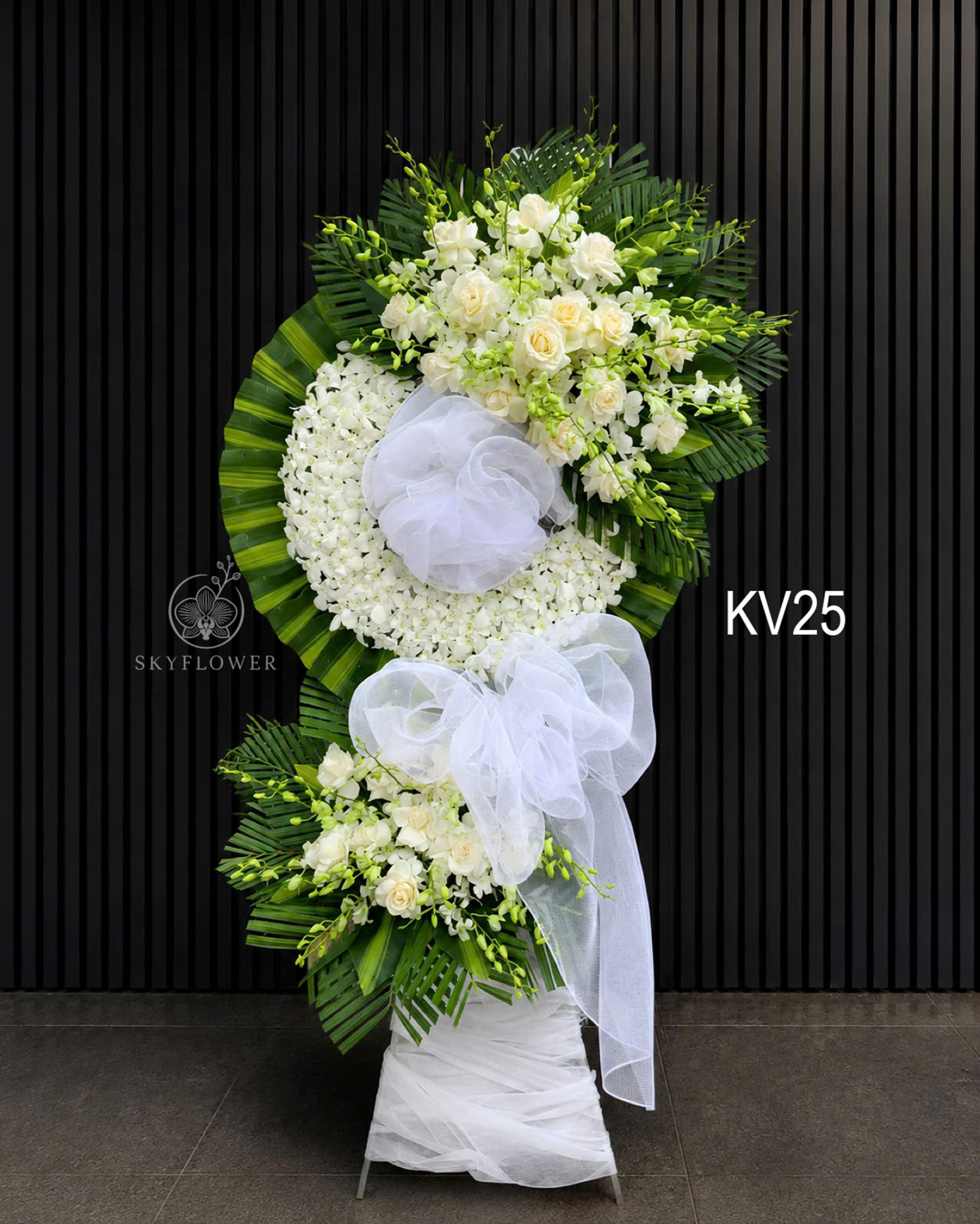 KV25 Kệ hoa viếng lan trắng KV25 Bạch An