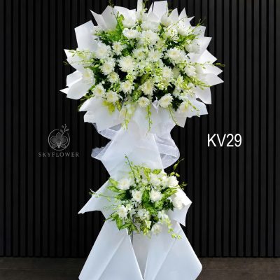 Kệ hoa viếng cúc trắng KV29 Thanh Tịnh